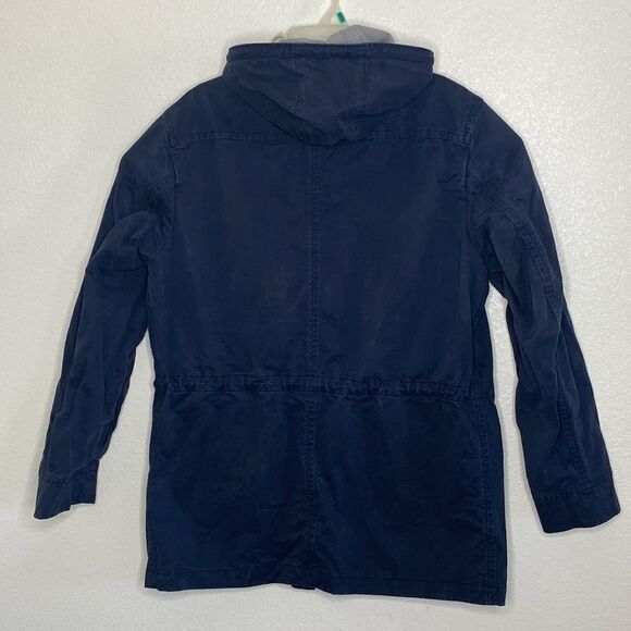 FOSSIL Men’s FullZip/ Snap Button Hooded Thick Cotton Navy Blue Jacket Size L - Picture 4 of 5